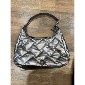 KURT GEIGER London Gunmetal Kensington Hobo Shoulder Bag Soft Leather AS IS
